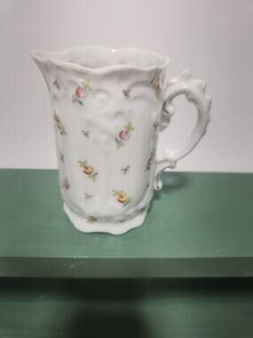 Antique Victoria Carlsbad Austria Porcelain Creamer Embossed Floral Cream Pitche